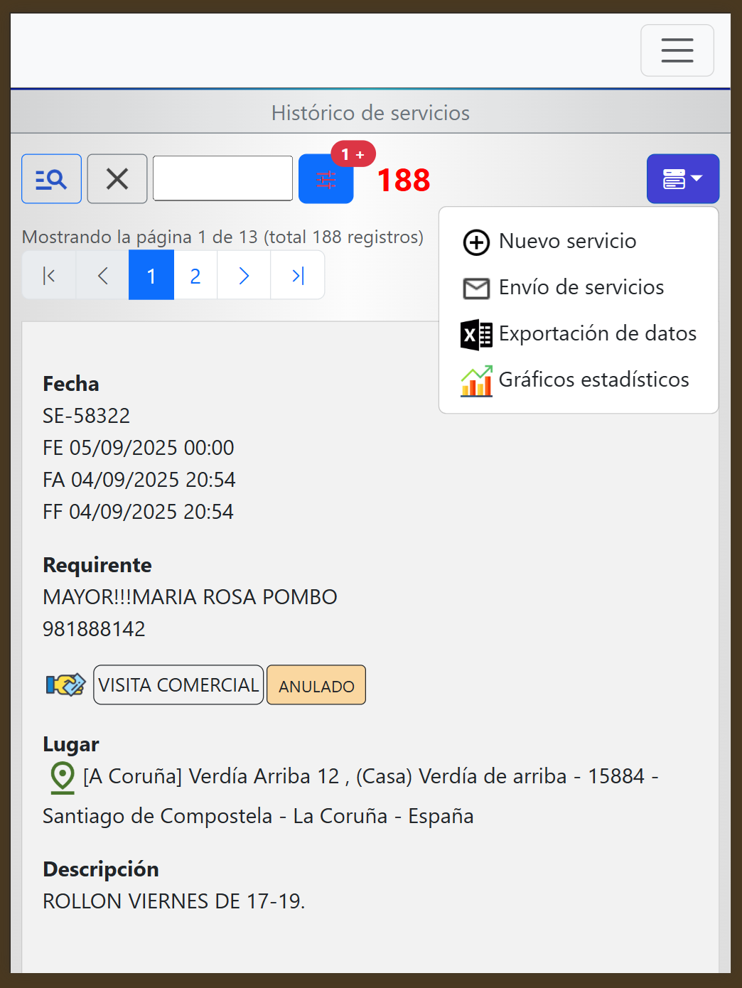 Detailed Service History